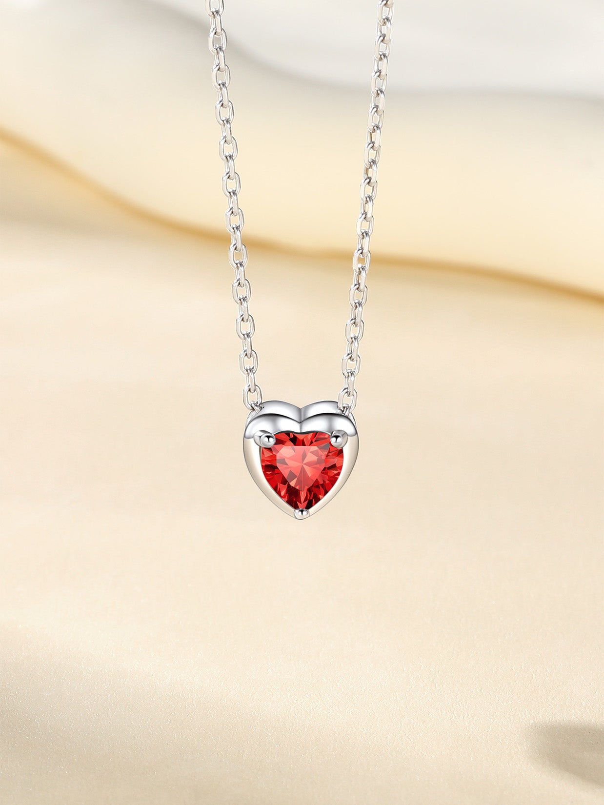 Silver Necklace 925 Sterling Silver Birthstone Love Heart Necklace Valentine'S Day Gift for Her