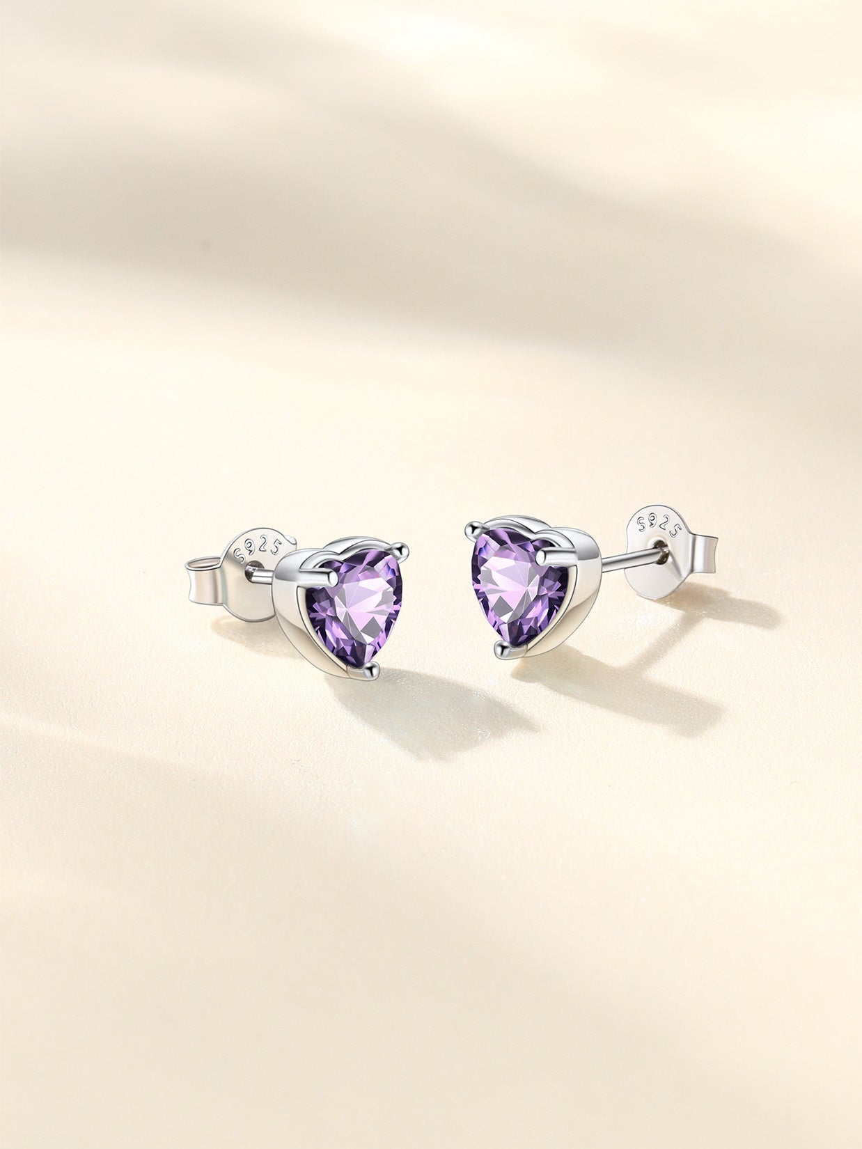 Silver Earrings for Women 925 Sterling Silver Heart Birthstone Stud Earrings Birthday Jewelry Gift